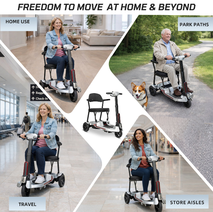 【Introducing the All-New Mobigogo™ M3】Mobigogo™ M3 Lightweight Foldable Mobility Scooter for Seniors – 30 lbs, 33" Turning Radius, 20/32-Mile Range